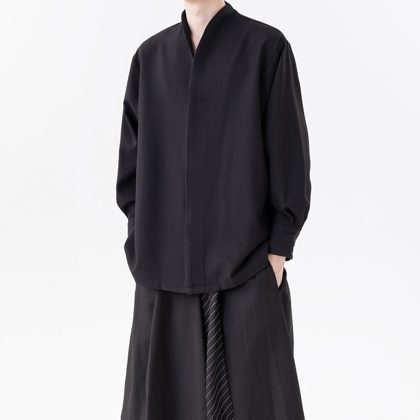 Mens Chinese Style Autumn Trendy Long Sleeve Casual Shirt Jacket