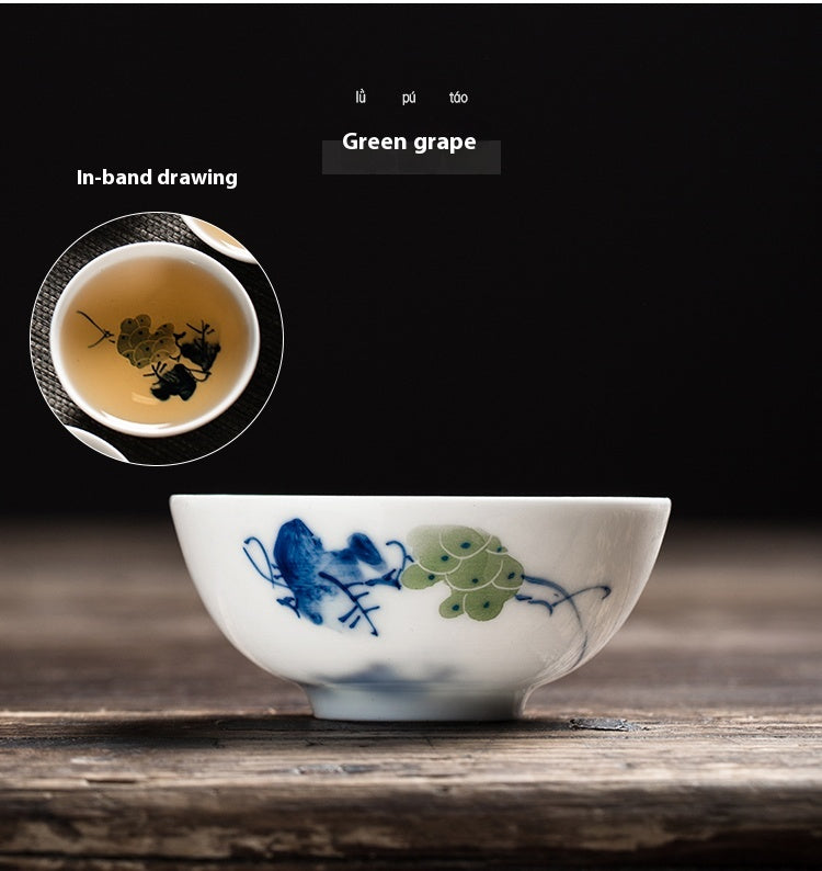 Hand-Painted Blue and White Porcelain Master Tea Cup Jingdezhen