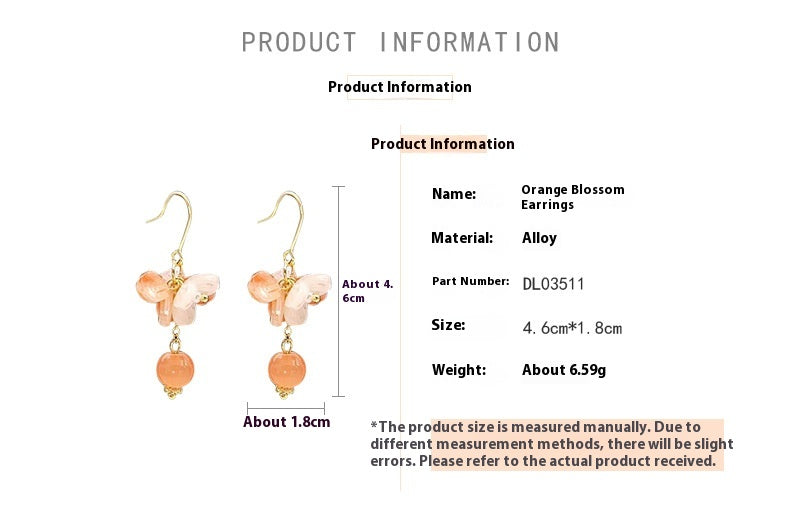 Ancient Style Orange Blossom Earrings | Elegant Trendy Chinese Style Jewelry