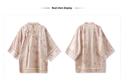 2026 Summer New Chinese Style Printed Rayon Loose Elegant Blouse