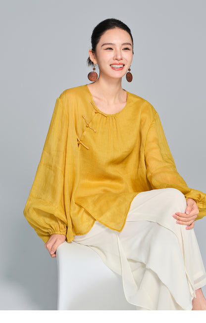 Stylish Loose Linen Women's Top