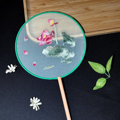 Handmade Chinese Round Fan — Summer Hanfu Cheongsam Embroidered Fan
