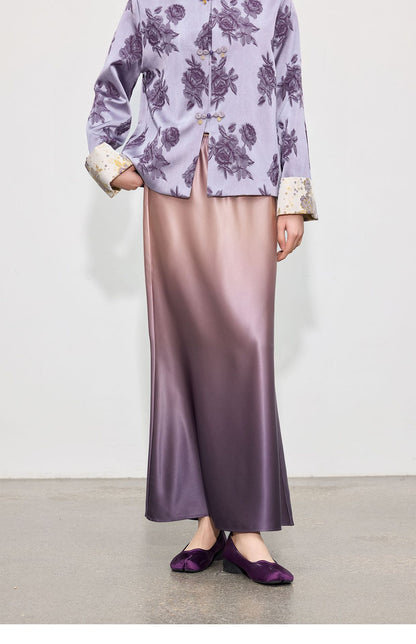 High-End Gradient Satin Mermaid Midi Skirt, Spring Design