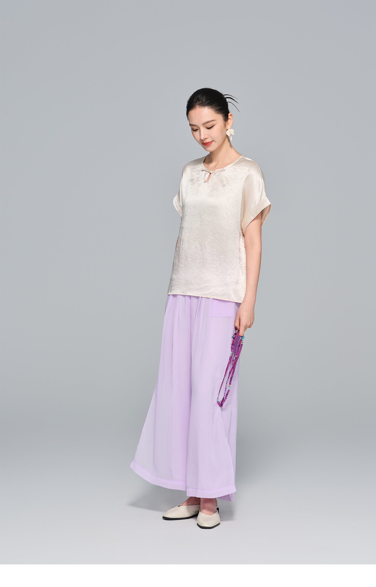 Elegant Slimming Wide-Leg Pants, Draped Design