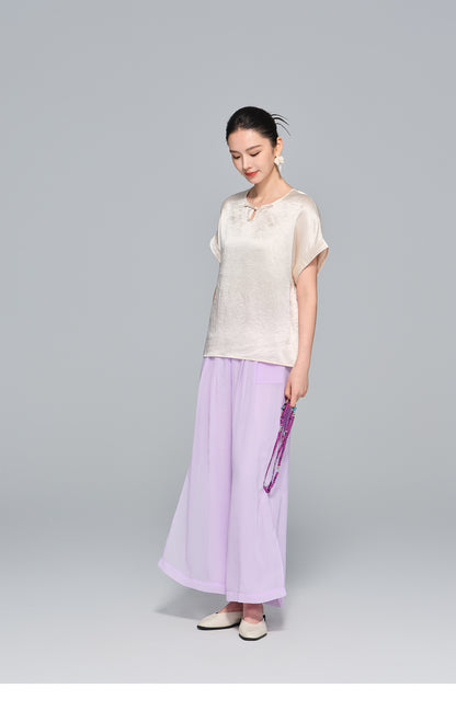 Elegant Slimming Wide-Leg Pants, Draped Design