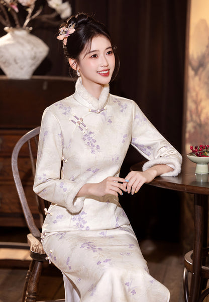 Elegant Improved Qipao – New Chinese Gentle Retro Winter Style