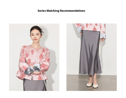 2026 Spring Summer Satin Jacquard Elegant Jacket for Women