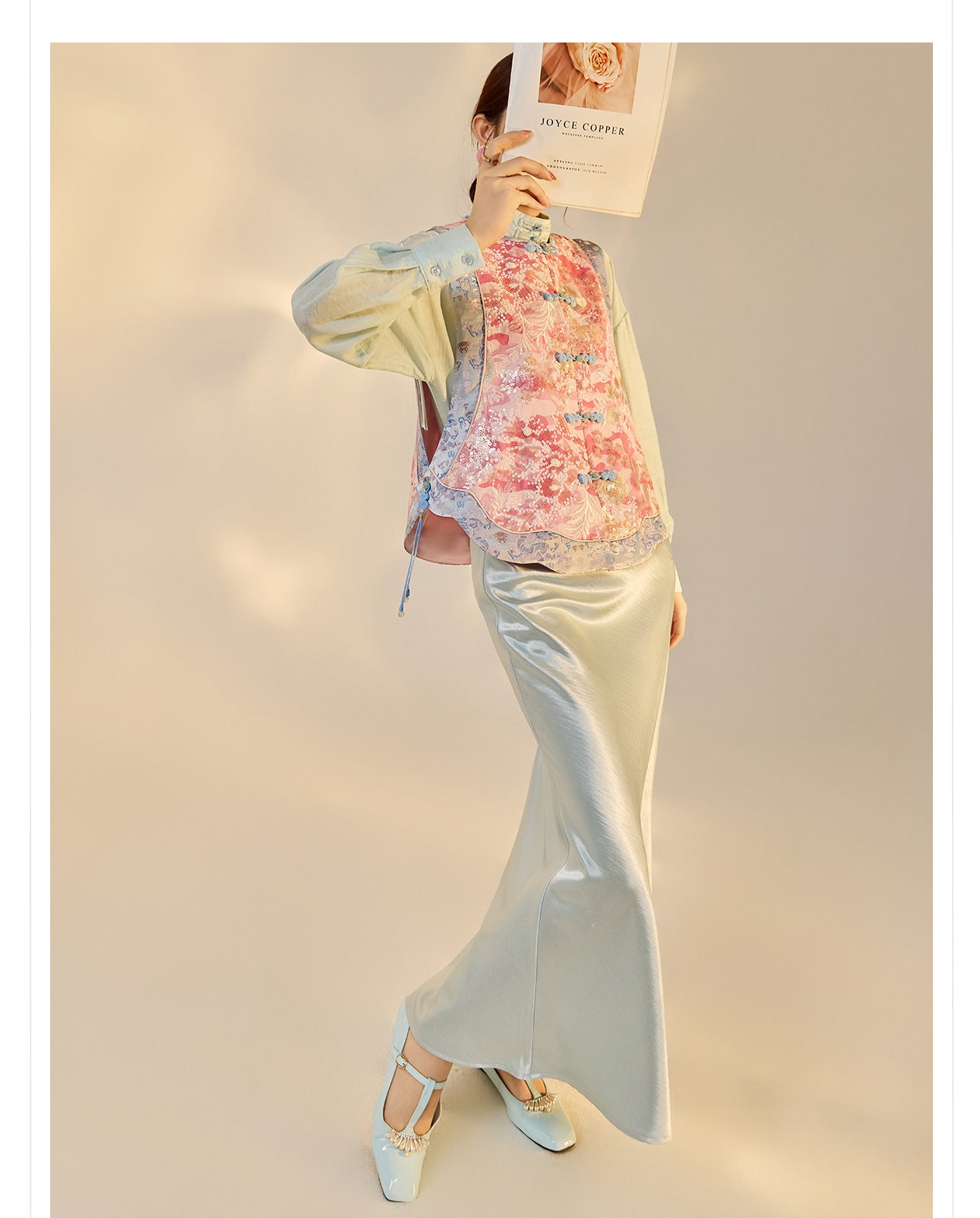 Jacquard Sequin Tank Top – Elegant National Style Women's Wear