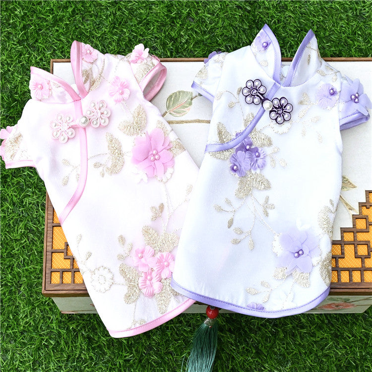 New Chinese Style Pet Cheongsam for Cats and Dogs Spring Summer