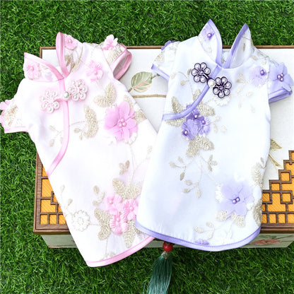 New Chinese Style Pet Cheongsam for Cats and Dogs Spring Summer