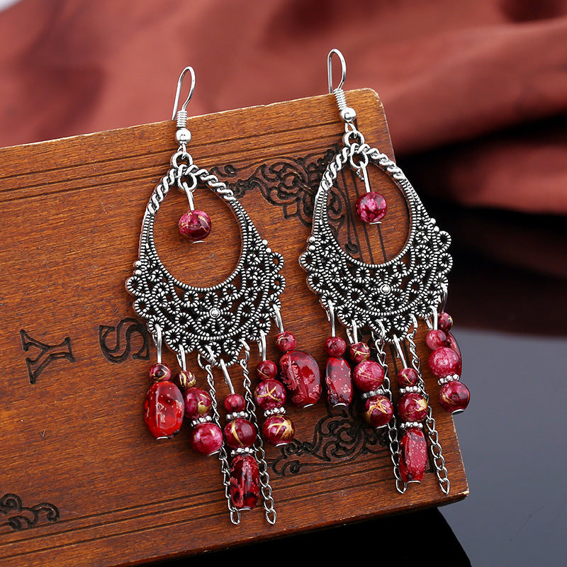 Personality Ethnic Style Earrings | Elegant Vintage Long Tassel Jewelry for Women