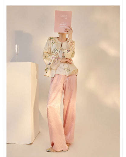 2026 Autumn New Chinese Style Printed Embroidered Acetate Coat for Women