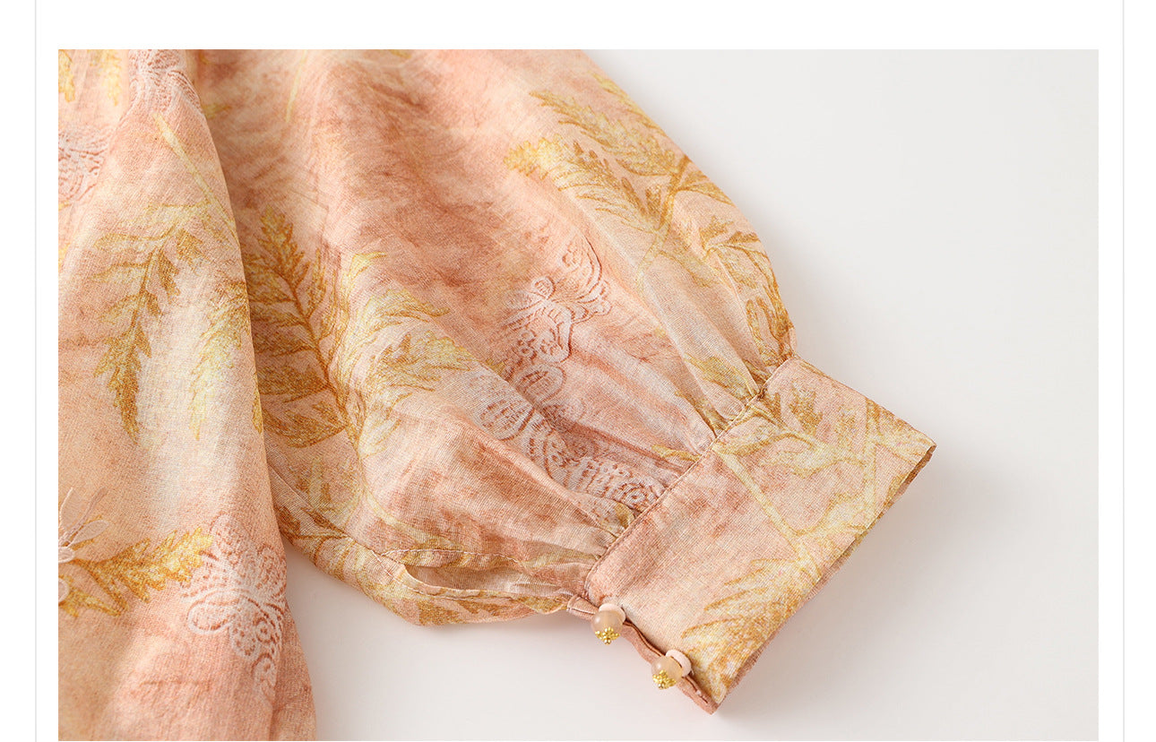 Autumn Chinese Style Lace Patchwork Shirt | Slim Embroidered V-Collar Top