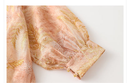 Autumn Chinese Style Lace Patchwork Shirt | Slim Embroidered V-Collar Top