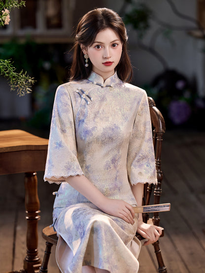 High-End Daily Wear Qipao – Exquisite Satin Autumn Dress