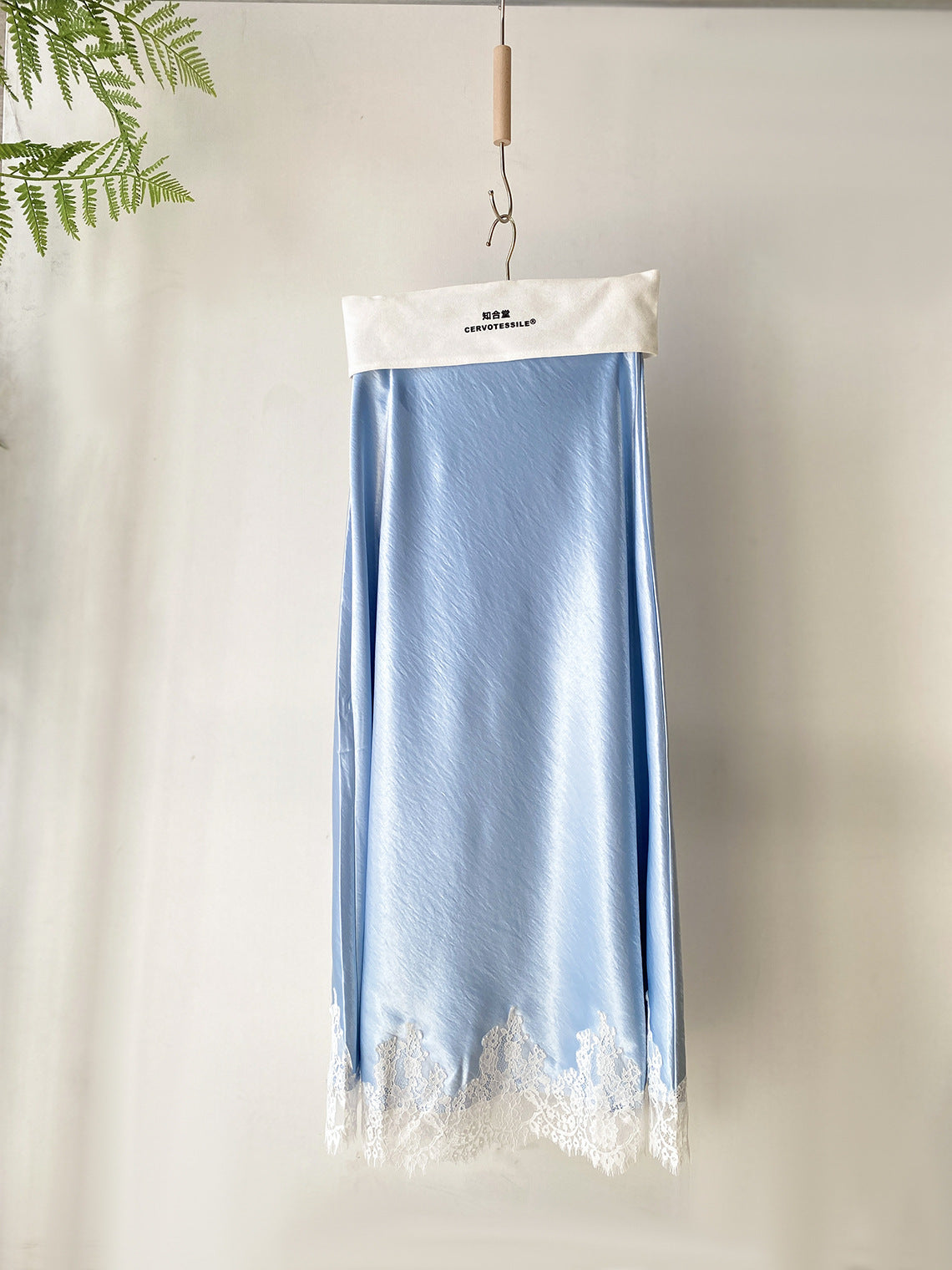 Elegant High-Waist Satin Lace Patchwork Skirt