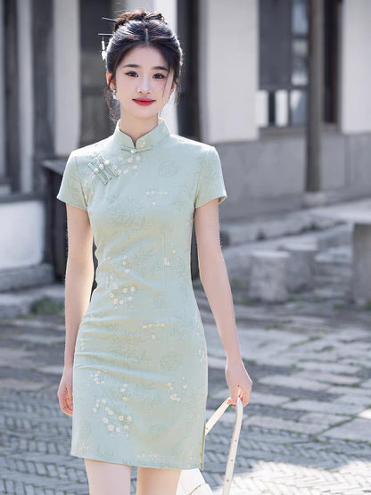 Yellow Cheongsam 2025 – Summer Slim Fit Elegant Daily Dress