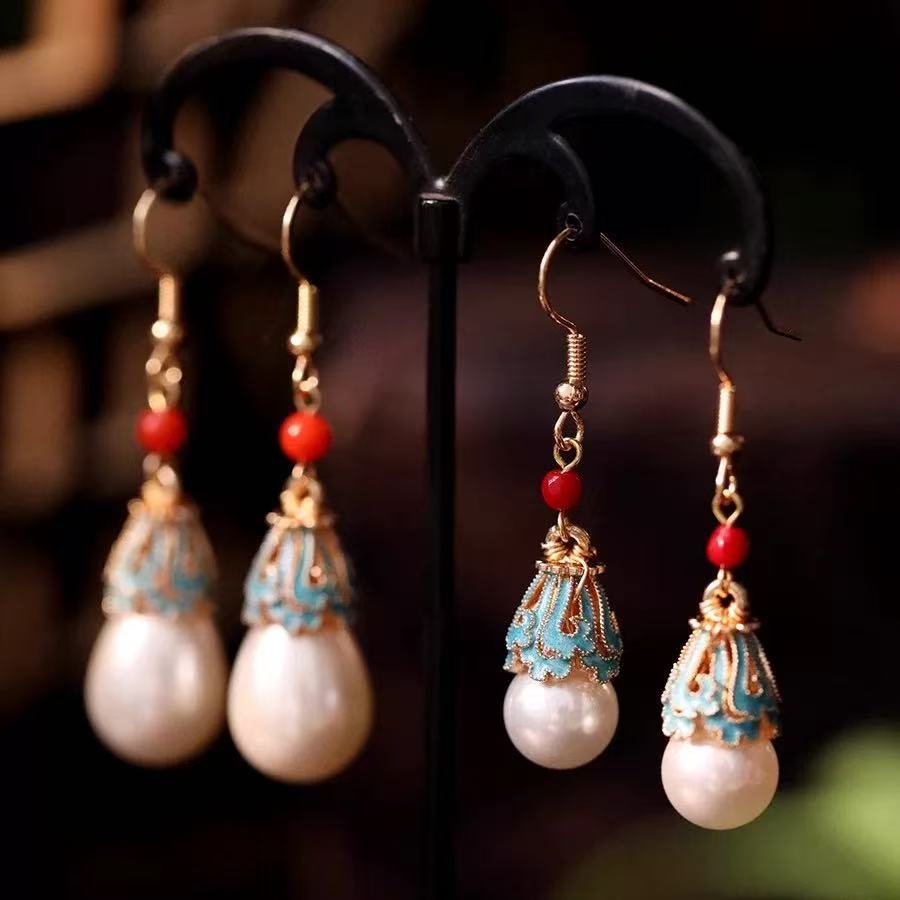 Burnt Blue Earrings | New Chinese Style Ancient Fairy Vintage Cheongsam Accessory