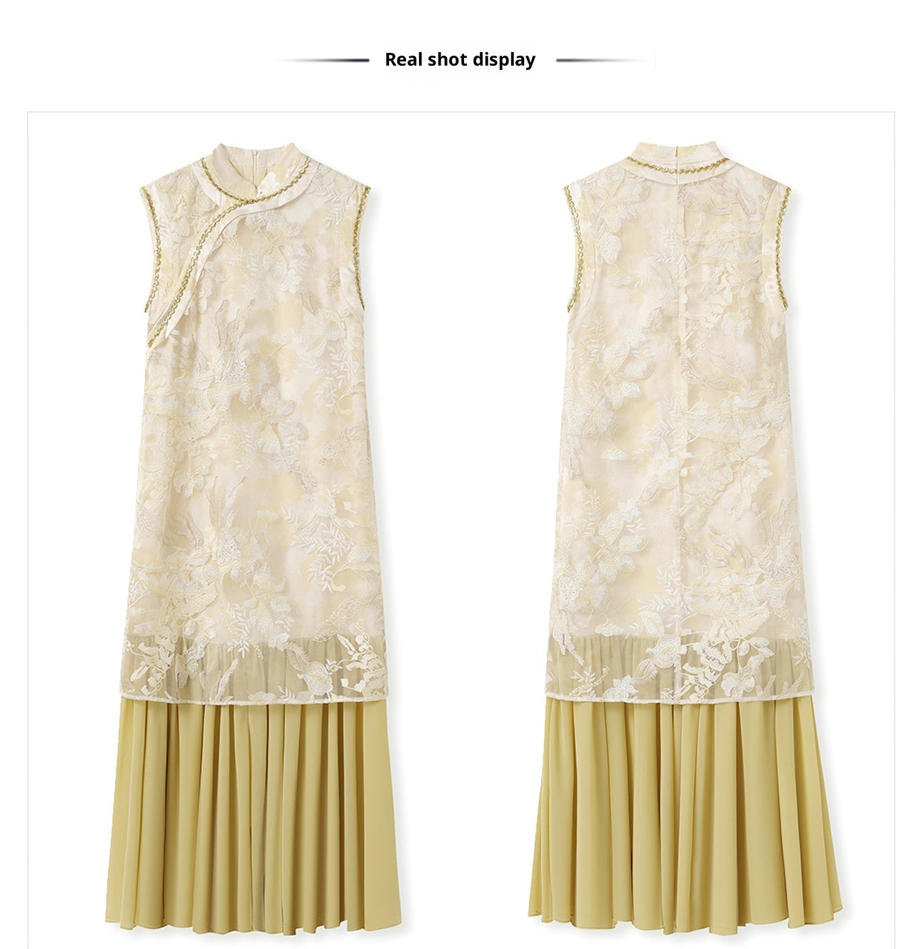 New Chinese Style Printed Cheongsam | Autumn Elegant Beaded Dress