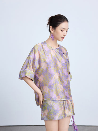 Elegant Chinese Style Summer Top & Shorts Outfit