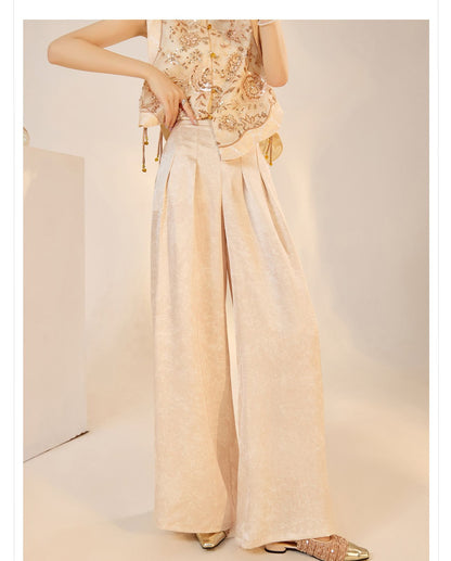 National Style2025Summer New Beaded Embroidery New Chinese Style Sequin Mermaid Skirt Vest Pants Set