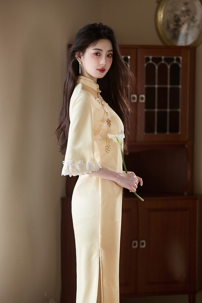 Purple Cheongsam 2025 – Elegant Young Chinese Style Autumn Dress