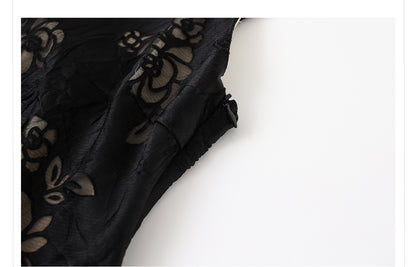 Elegant National Style Rayon Jacquard Embroidered Long Camisole Dress