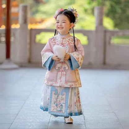 Children’s New Chinese Style Hanfu | Retro Checkered Ming Dynasty Outfit