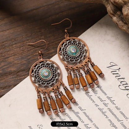 Vintage Boho Tassel Earrings — Niche Chinese Ethnic Long Drop Earrings