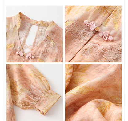 Autumn Chinese Style Lace Patchwork Shirt | Slim Embroidered V-Collar Top