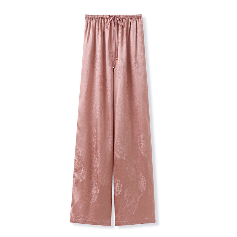 2026 New Chinese Style Elegant Acetate Wide-Leg Pants for Women