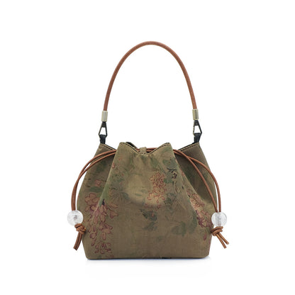 Creative Song Brocade Bucket Bag — New Chinese Style Hanfu Handbag for Women