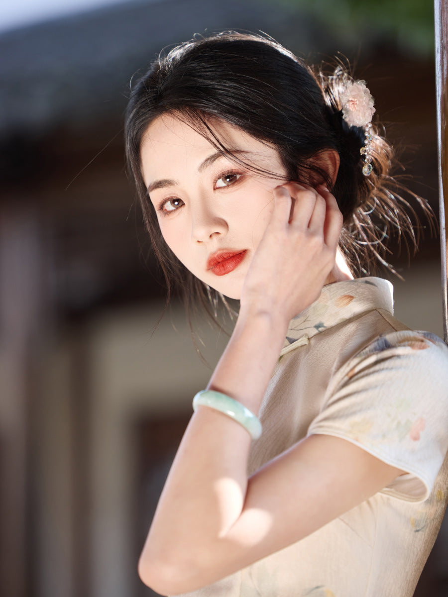 New Chinese Style Cheongsam – High-End Slim Fit Daily Dress