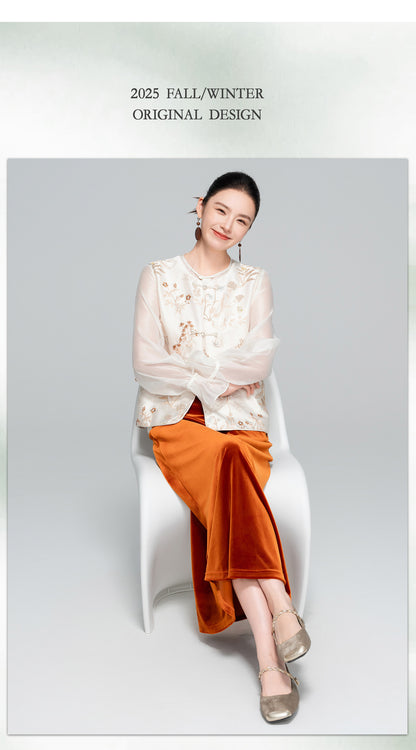 High-End Embroidered Sleeveless Vest for Women