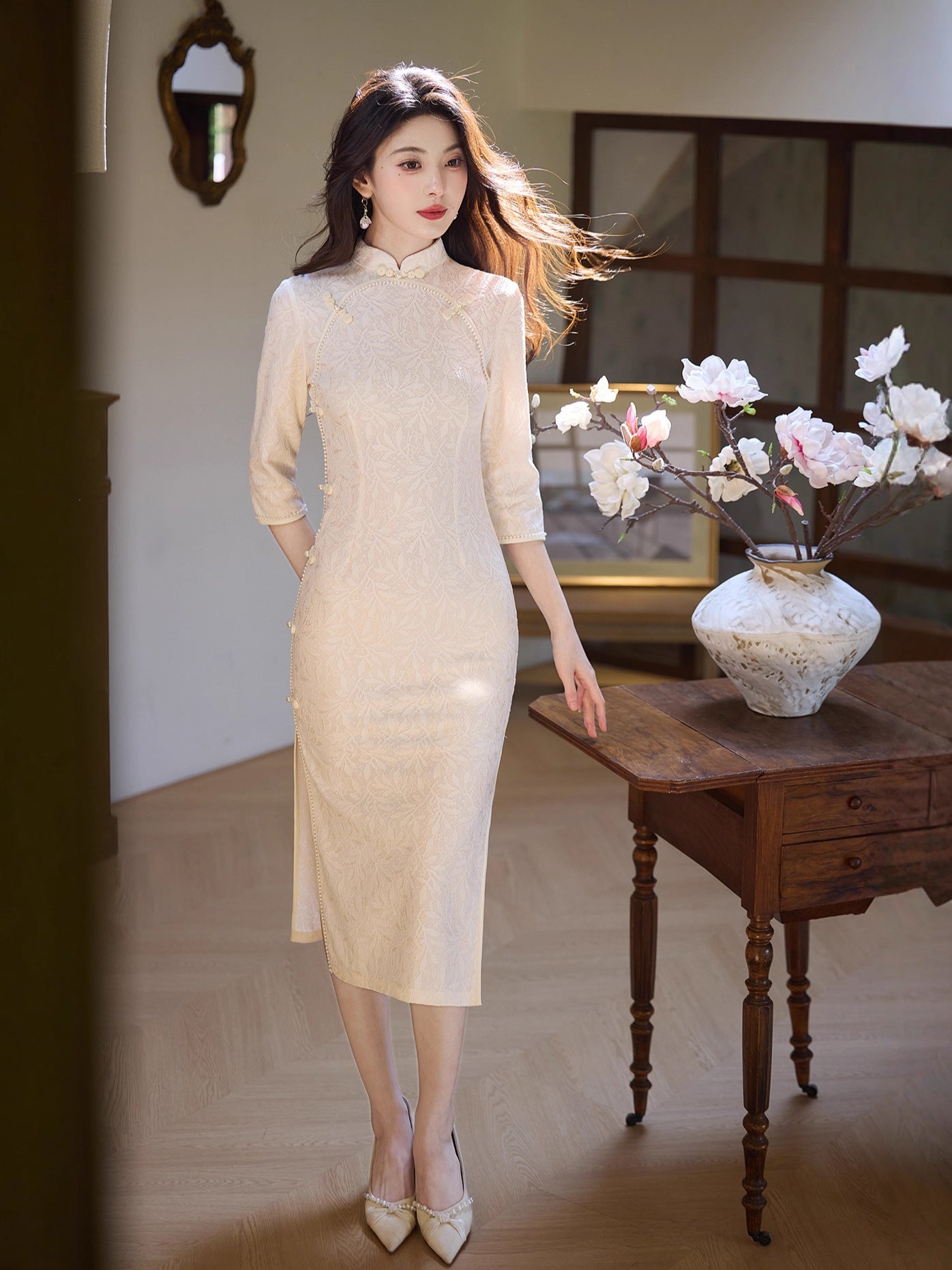 New Chinese Style Qipao – Improved Elegant Daily Engagement Dress