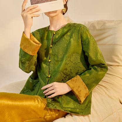 New Chinese Style Reversible Jacquard Elegant Top