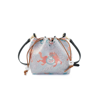 Creative Song Brocade Bucket Bag — New Chinese Style Hanfu Handbag for Women