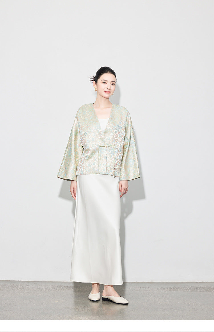 Stylish Autumn Jacquard Collar Blouse for Women