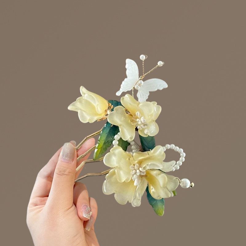 Ancient Style Flower Insert Comb | Chinese Style Hairpin Ornament