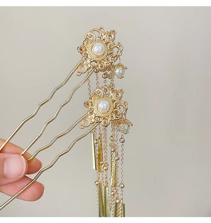 Elegant Pearl Hairpin | Chinese Style Cheongsam Back Hair Accessory
