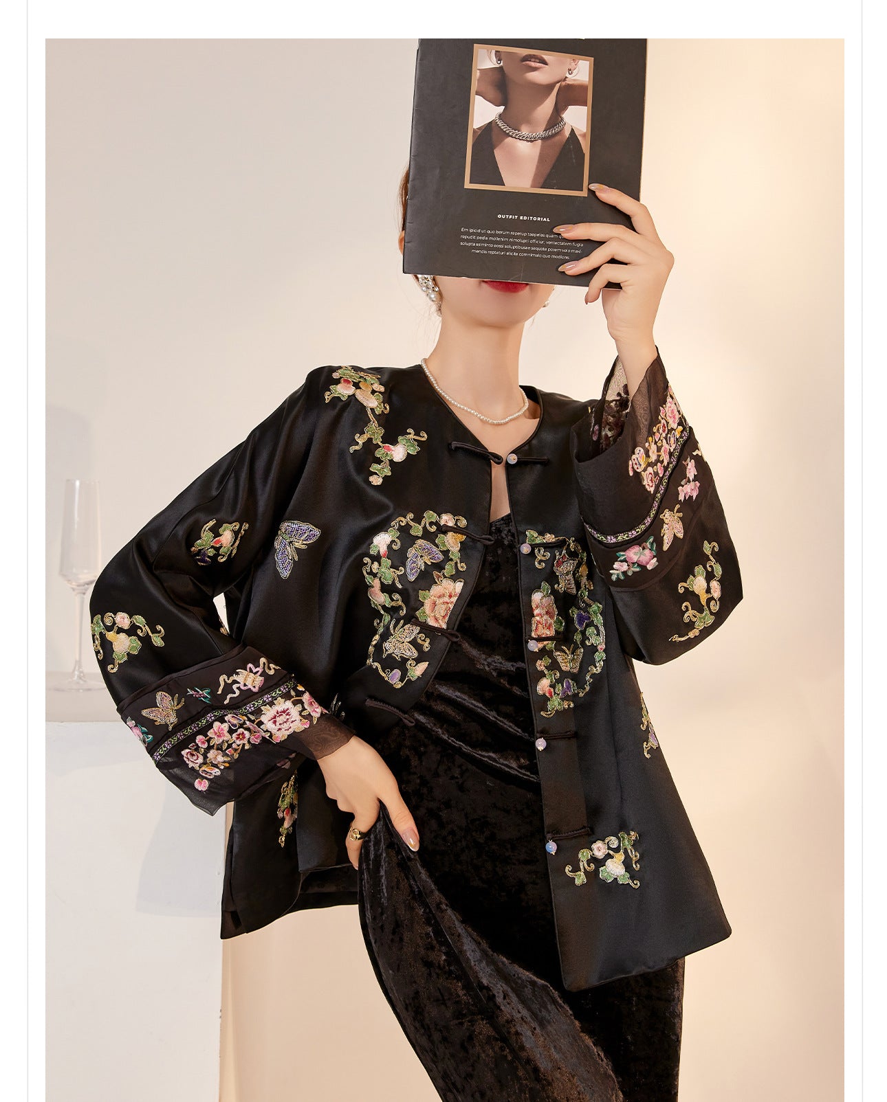 2026 Autumn New Chinese Style Printed Embroidered Acetate Coat for Women