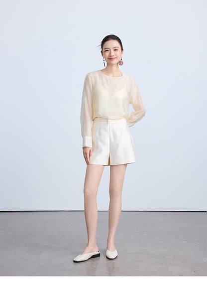 Elegant Round Neck Women's Blouse