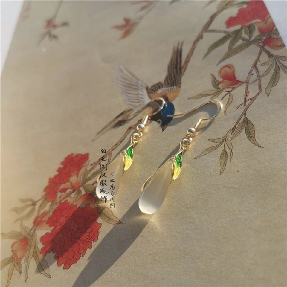 Ancient Style Hanfu Earrings | National Style Ear Hooks Cheongsam Accessory