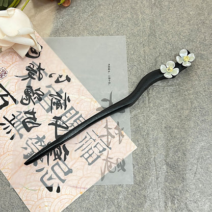 Ink Blue Magnolia Hairpin | New Chinese Style Elegant Wooden Accessory