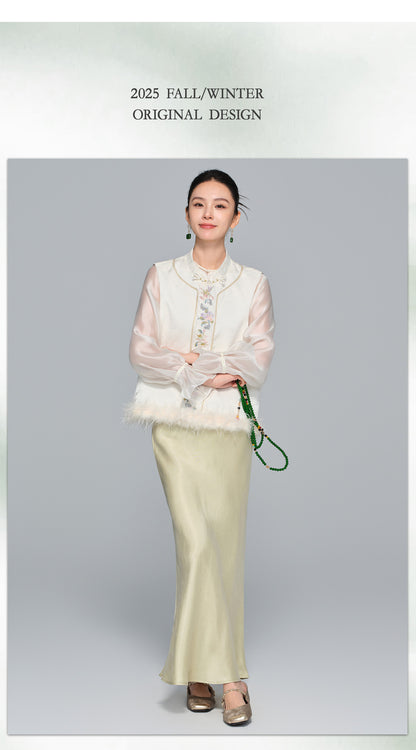 High-Waist Soft Cupro Silk Half Skirt for Women