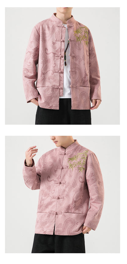 Mens Chinese Tang Suit Retro Hanfu Loose Plus Size Velvet Coat