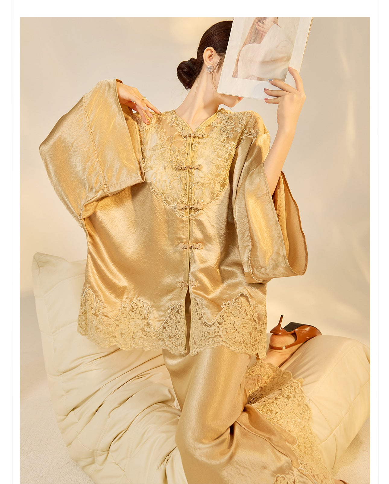 New Chinese Style Embroidered Jacket Skirt Set | Heavy Bead Lace Patchwork