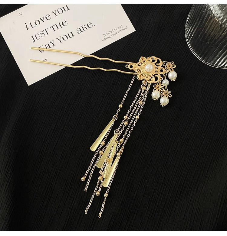 Elegant Pearl Hairpin | Chinese Style Cheongsam Back Hair Accessory