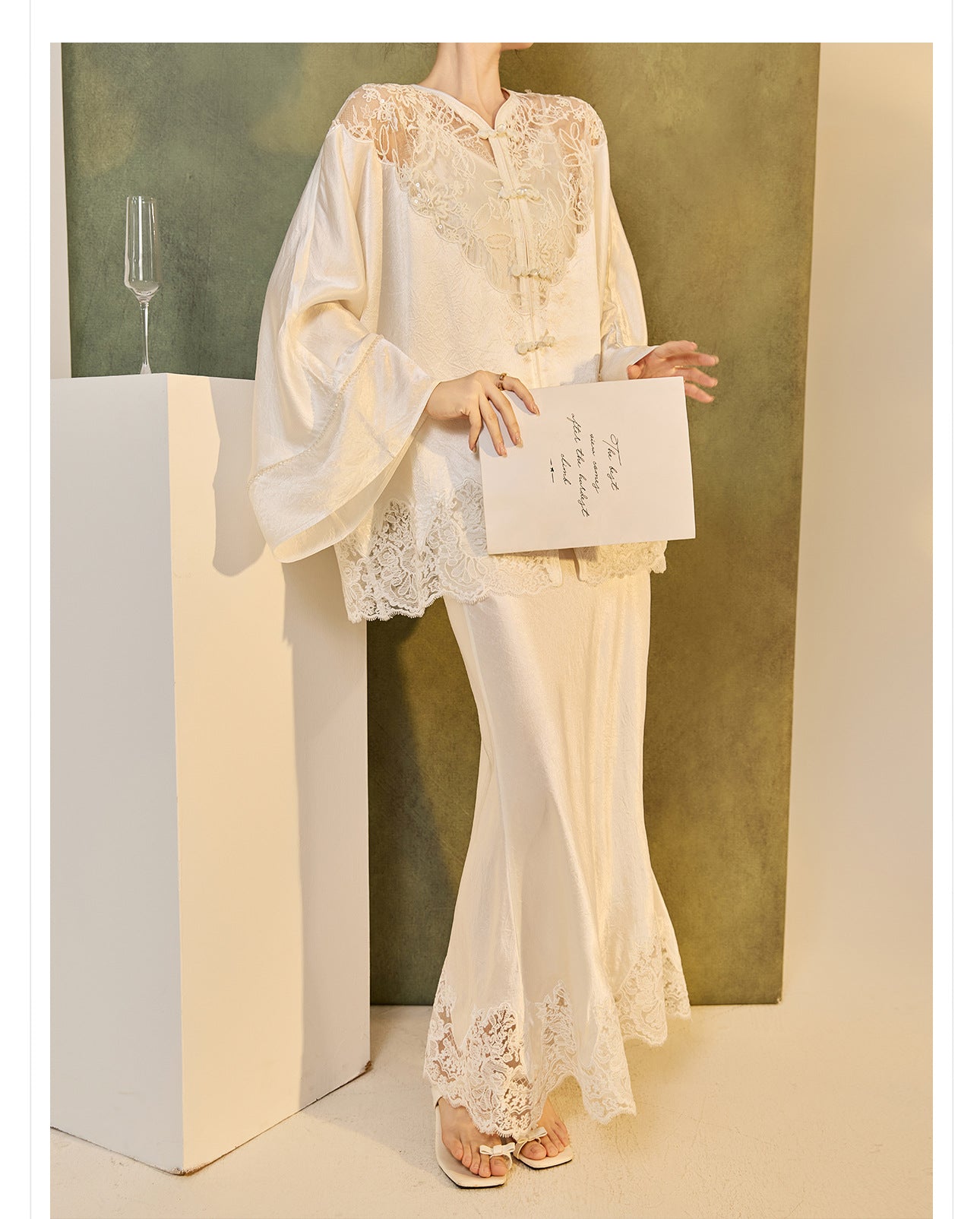 New Chinese Style Embroidered Jacket Skirt Set | Heavy Bead Lace Patchwork