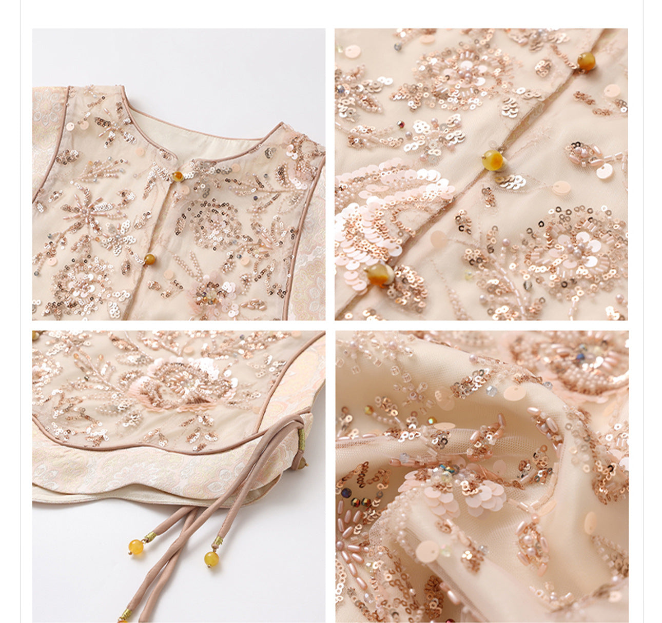 National Style2025Summer New Beaded Embroidery New Chinese Style Sequin Mermaid Skirt Vest Pants Set